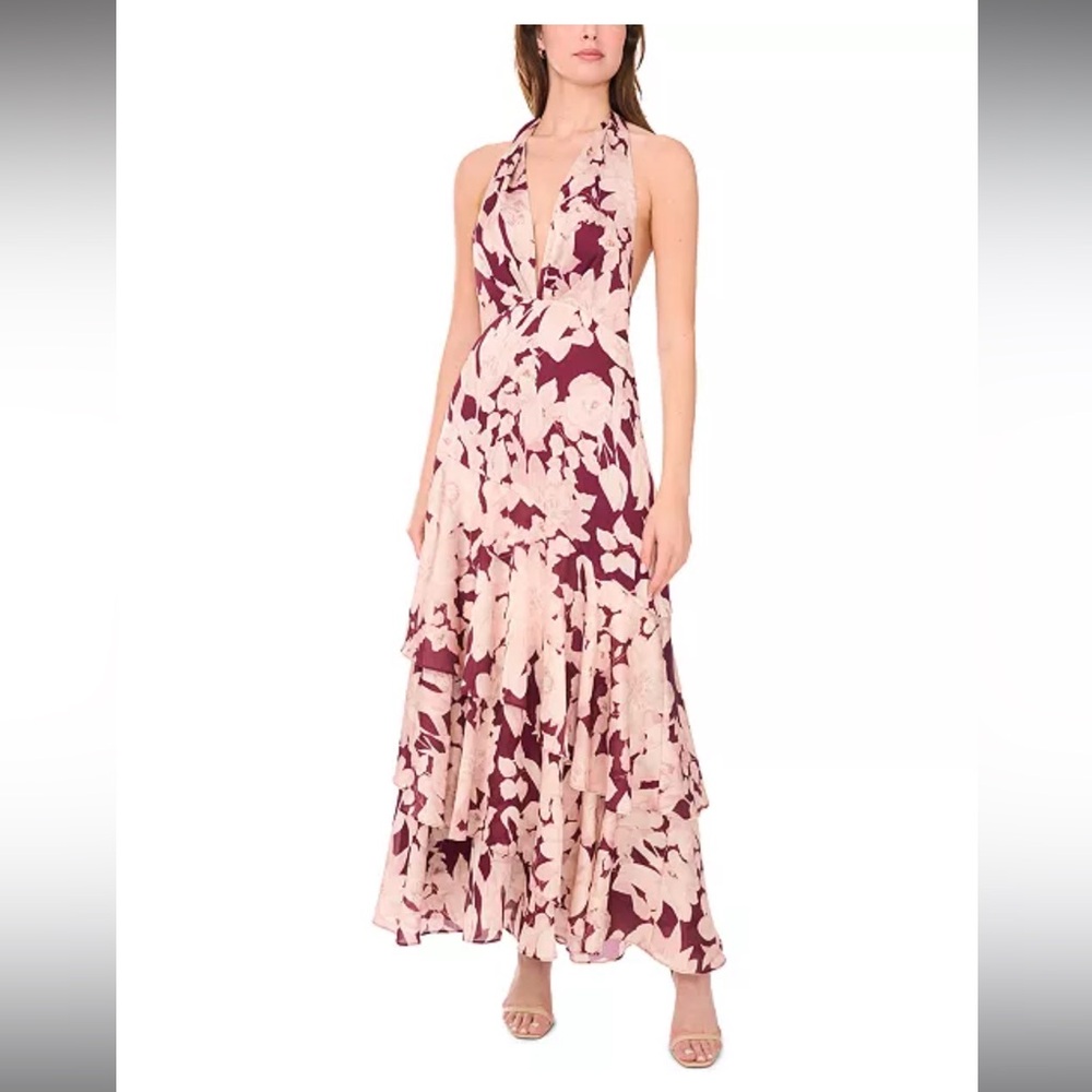 Parker Floral Halter Maxi Dress Open Back
